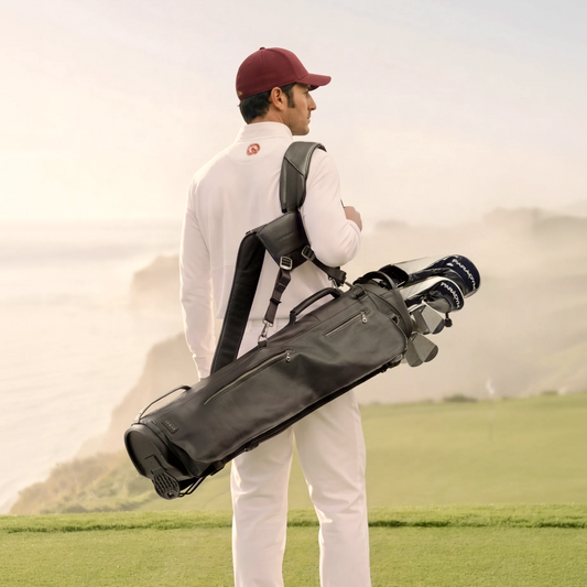 AVGAR black Links golf bag carried on the golf course