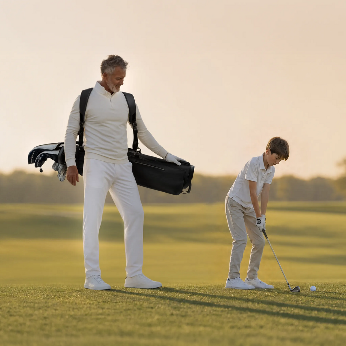 AVGAR black Links golf bag during a family round of golf